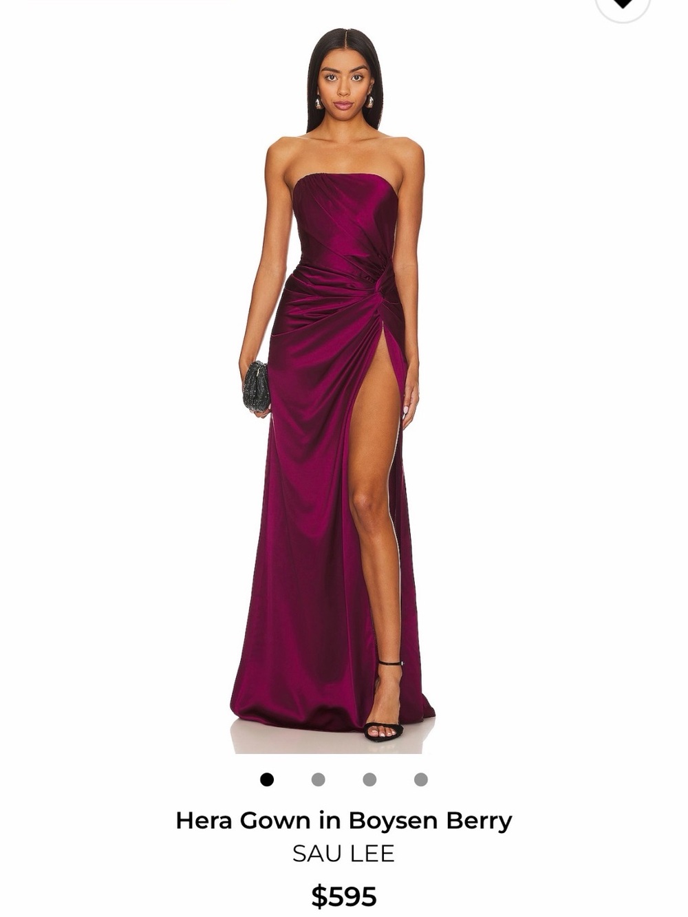Hera Collection Strapless Satin Gown in Boysenberry Slit Leg